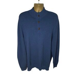 G.H. Bass & Co. Waffle Knit Henley Sweater Mockneck Indigo XL